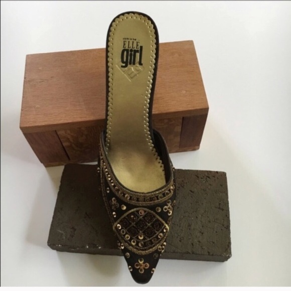 ELLE GIRL Brown Beaded Sequined Pumps - Picture 4 of 8